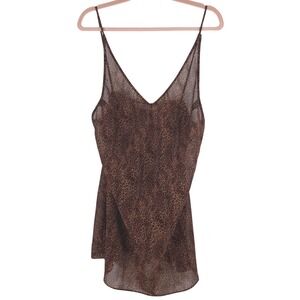 Victoria's Secret Camisole Women L Brown Leopard Print Sheer Sexy Y2K Indie